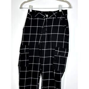 Hot Topic Jogger Cargo Pants Black White Gothic Casual Preppy Women Size XS (PS)